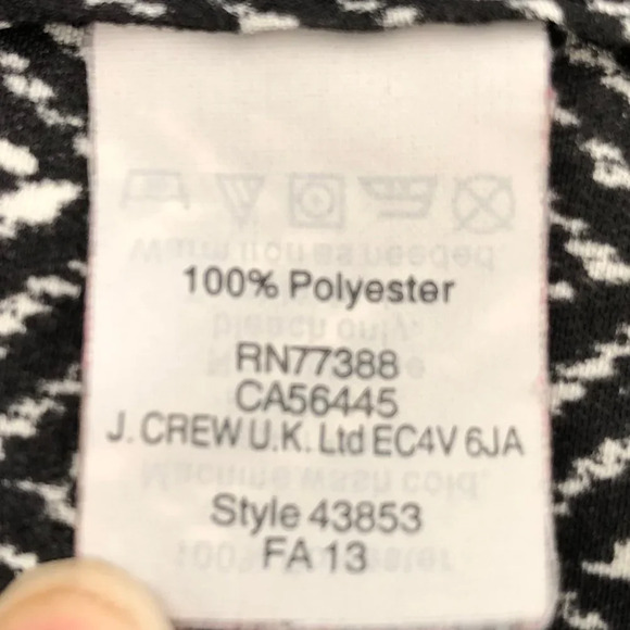 J.Crew Sleeveless Ruffle Collar Pull-On Blouse Herringbone Print Blk Wht Sz M - Picture 7 of 9